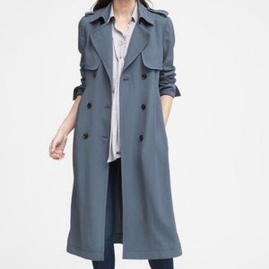 Banana Republic Long Soft Drapey Trench Coat in blue-grey